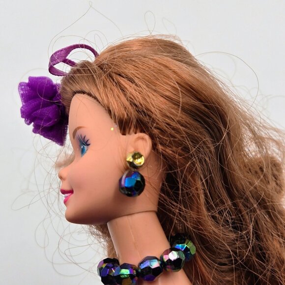 Purple Passion 1995 Barbie Doll Brunette Readhead Mattel Dress Earrings 13555 Re - Picture 12 of 16